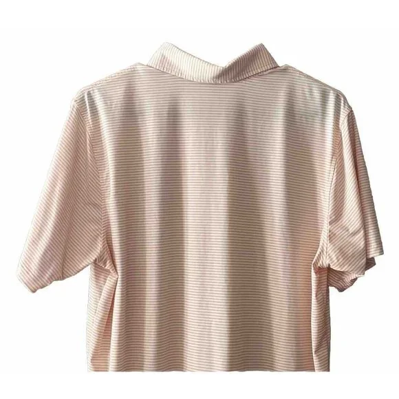 Draddy Sport Men's Medium Short Sleeve Golf Polo Muted Orange White Striped🏌️ - Picture 4 of 8
